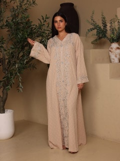 IKKXA Crystal Vine Embroidered Jalabiya IK6045 Brown image