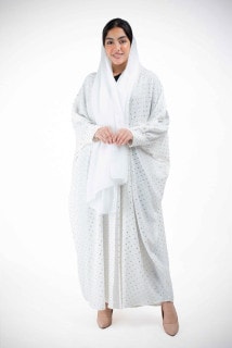 Printed CY Abaya AIK8004 White image