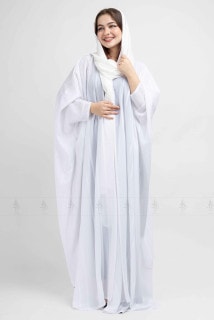 Contrast Piping Casual Abaya AIK6032 white image