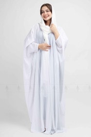 Contrast Piping Casual Abaya AIK6032 white