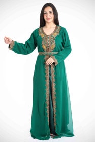 Crystal Craft Threadwork Green Kaftan IKW9876