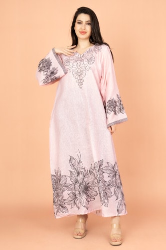 Embellished Floral Touch Solid Jalabiya IN1025