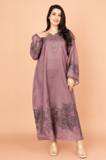 Embellished Floral Touch Solid Jalabiya IN1025 image