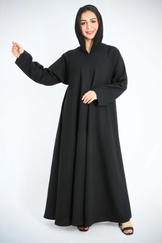 Threaded Grace Black Abaya AIK6060