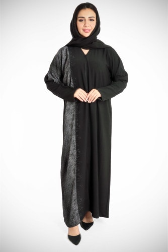 Multicolour Crystal Elegance Abaya Black AIK4049