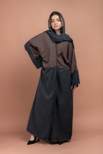 Modern Dual Colored Emirati Abaya AIK5061