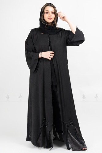 Shimmered Abaya Black AIK5004 Black