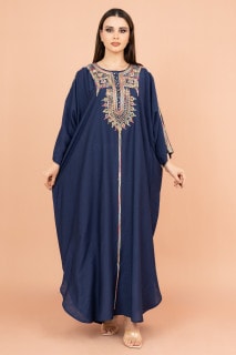 FreeSize Solid Jalabiya with Intricate Embroidery IK4005 image