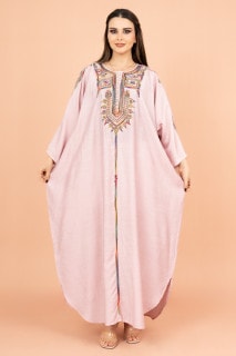 FreeSize Solid Jalabiya with Intricate Embroidery IK4005 image