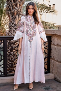 Crystal-Embellished Embroidered Jalabiya IK4001 image