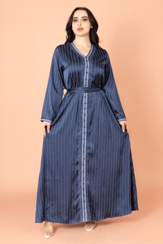 Embellished Stripes V-neck Jalabiya IK2013