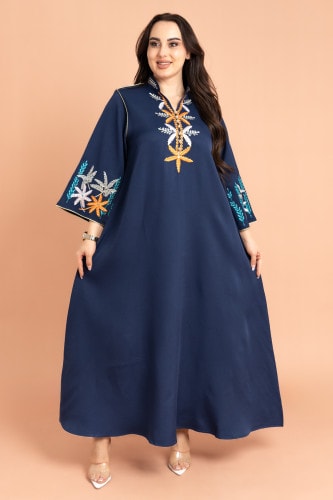 Solid Embroidery Elegant Jalabiya IK3010