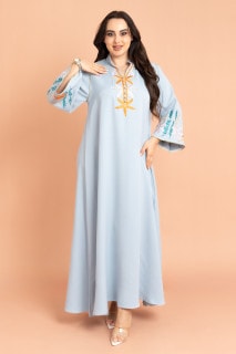 Solid Embroidery Elegant Jalabiya IK3010 image