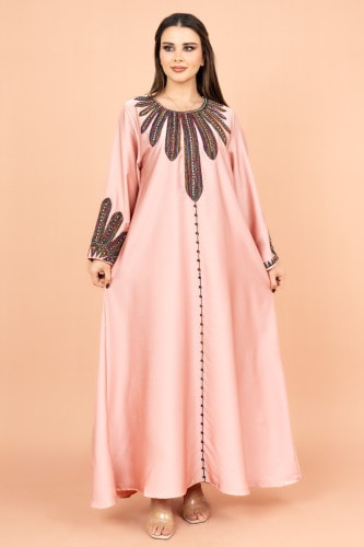 Solid Embroidered Jalabiya IK1007