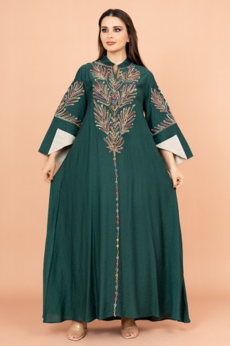 Crystal-Embellished Embroidered Jalabiya IK4001
