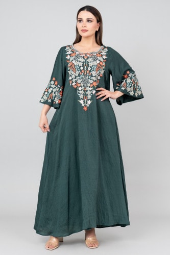 Floral Majesty Embroidered Jalabiya IK3006