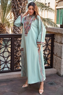 Solid Embroidered Jalabiya IK4003 image