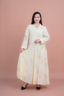 Soft Petals Embroidered Jalabiya IK04 Yellow image