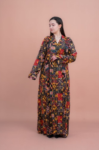 Abstract Geometric Maxi IK062 Black