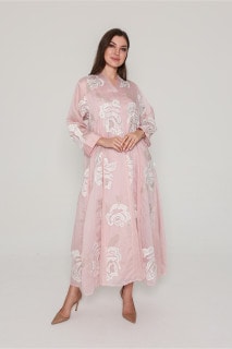 Flowy Flower Pattern Dress IK06 Peach image