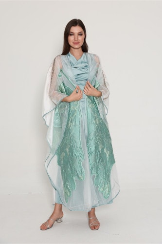 Shimmer Bisht Design Jalabiya IK6013 Turquoise