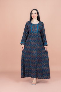 Modern Embroidered Jalabiya IN092 Blue image