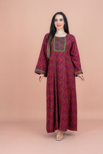 Modern Embroidered Jalabiya IN092 Red