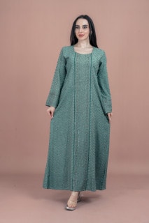 Modern Embroidered Jalabiya IN091 Turquoise image