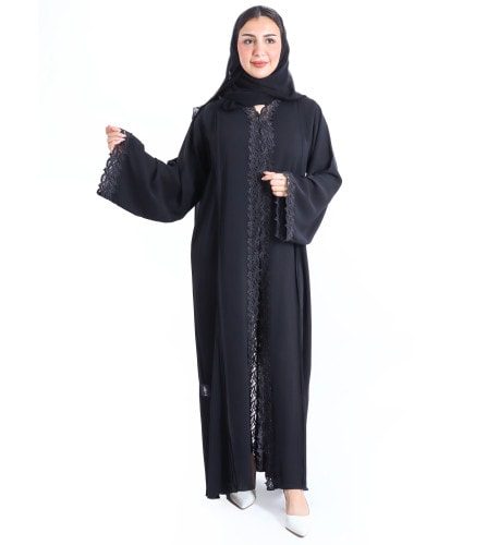 Crystal Elegance Lace Border Abaya AIK5012