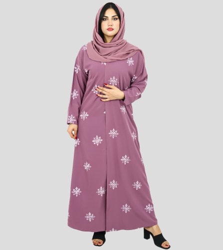Embroidered Designed Abaya AIK2015 Pink