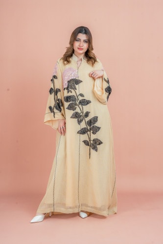 Crystal Handwork Modern Jalabiya IK1034	Yellow