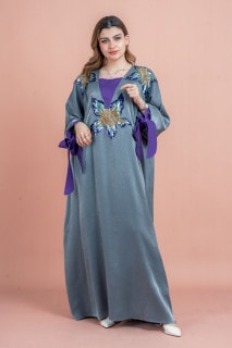 Crystal Handwork Modern Jalabiya IK1048 Grey image