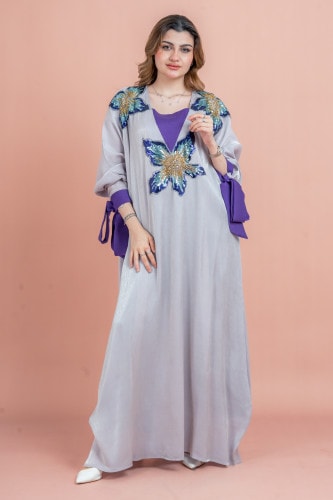 Crystal Handwork Modern Jalabiya IK1048 Beige