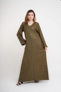 Dazzling Charm Embroidered Jalabiya IN101 Green image