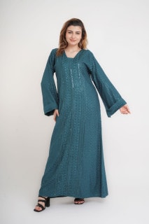 Dazzling Charm Embroidered Jalabiya IN101 Turquoise image