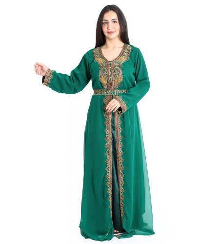Crystal Craft Threadwork Green Kaftan IKW9876