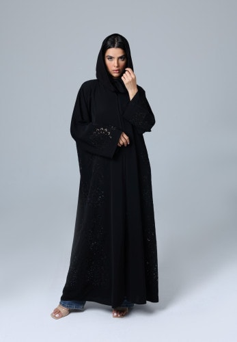 Crystal Filigree Flowers Design Abaya ABY1034