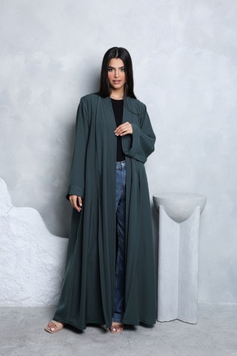 Casual Plain Open Design Abaya ABY1160