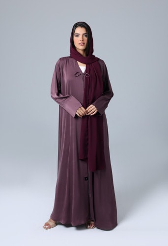 Open Front Tie Shimmer Fabric Abaya ABY1162