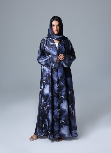 Floral Prints Blue Haze Abaya ABY1166