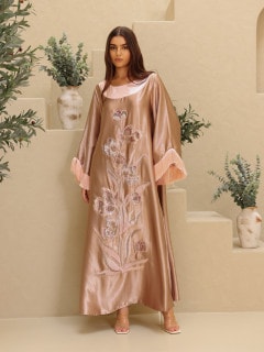 Elegant Shimmer Fabric Floral Design Modern Sleeves IK1056 Pink image