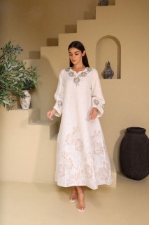 Classic Floral Crystal Jalabiya IK6030 Brown image