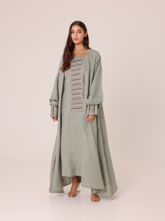 2 Piece Outfit Luxury Sequins Stripes Details IN9151 Green image