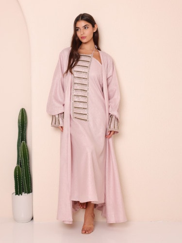 2 Piece Outfit Luxury Sequins Stripes Details IN9151 Pink