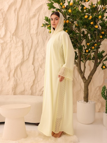 Sunrise Lace Abaya ABY1228 Yellow