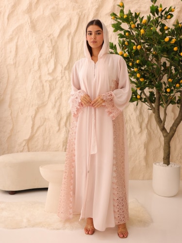 Rosewood Lace Abaya ABY1229 Pink
