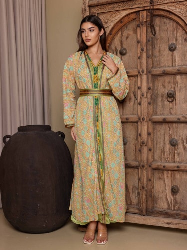 Ikkxa Sondos Jalabiya IK1079 Yellow