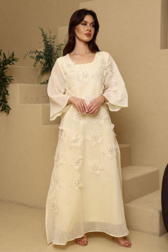 IKKXA Ward Al Layl Jalabiya IK6036 Yellow