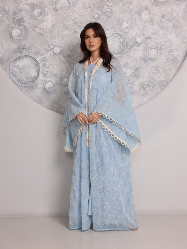 IKKXA Sequin Embellished Jalabiya IK1110 Blue
