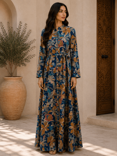 Floral Symphony Jalabiya IK22 Green
